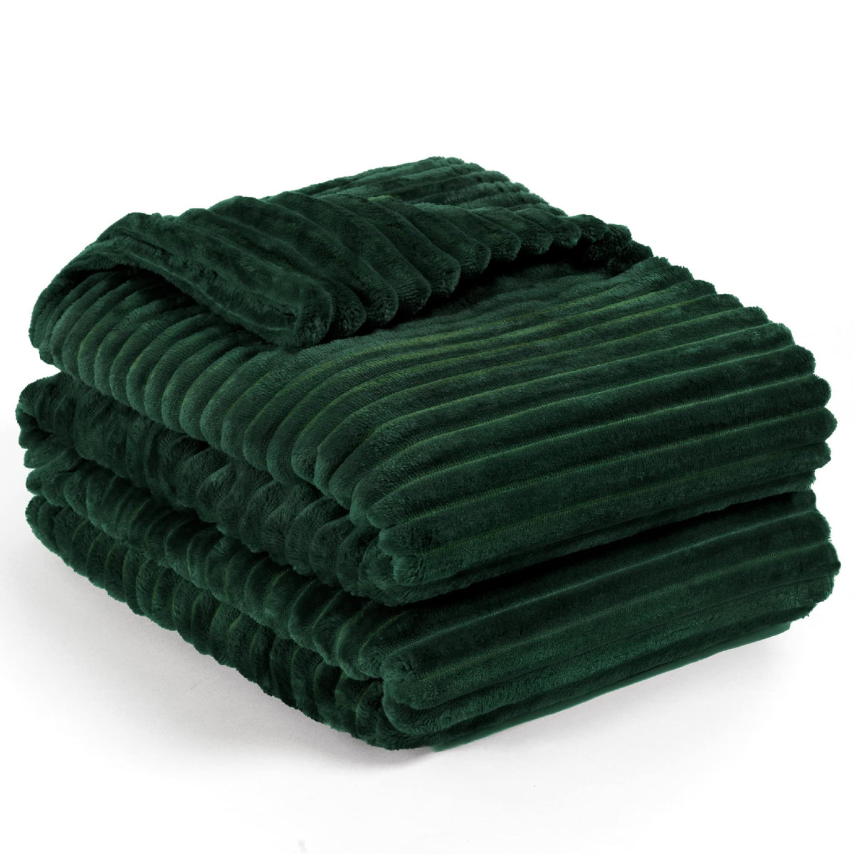 Pavilia Super Soft Fleece Throw Blanket Twin Emerald Green, Fuzzy Plush Flannel Throw, Warm Cozy Ribbed Microfiber Blanket For S