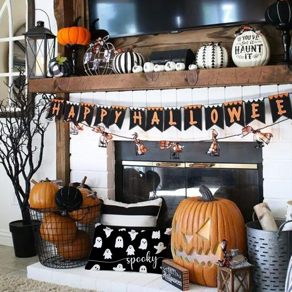 Jxzygmd Halloween Pillow Cover 12X20 Ghost Spooky Halloween Lumbar Pillow Covers Decorations Outdoor Halloween Pillows Decorativ