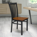 Flash Furniture HERCULES Series Black School House Back Metal Restaurant Chair - Cherry Wood Seat
