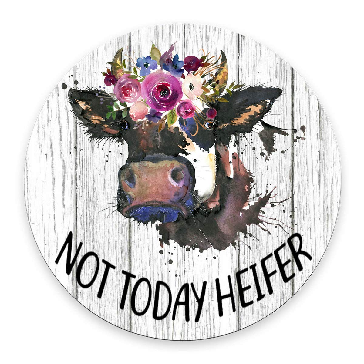 Smooffly Funny Quote Mouse Pad, Not Today Heifer,Office Desk Accessories, Cow Presents For Her, Office Decor, Cow Round Mousepad