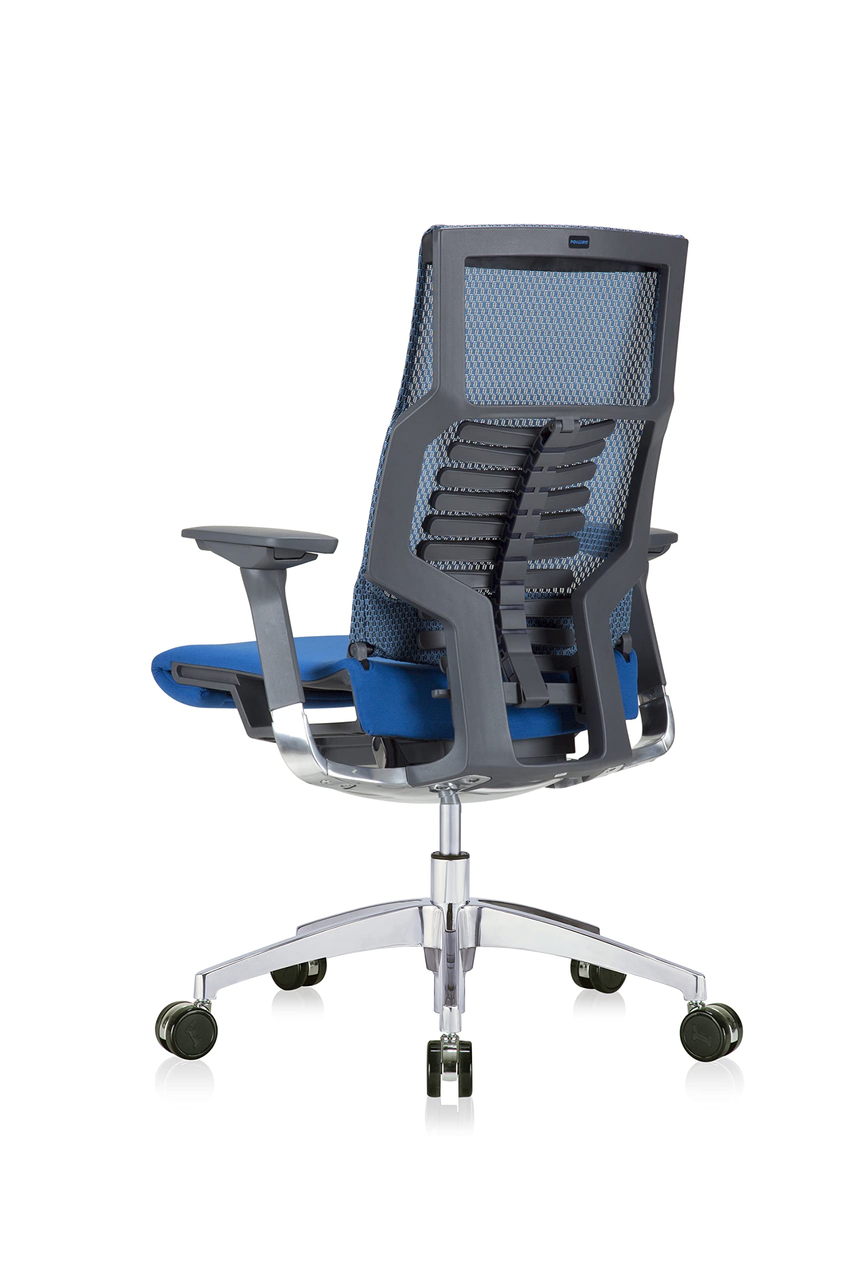 Powerfit Exec Chair Blue Fabric Seat/Mesh Back-Charcoal Frame
