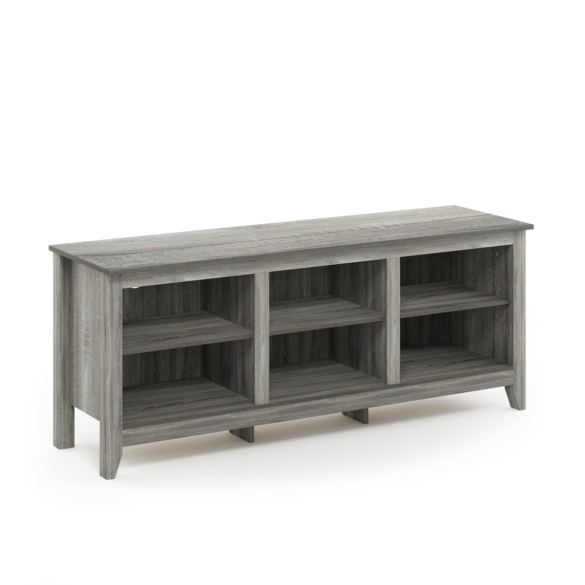 FURINNO Jensen TV Stand with Shelf, French Oak Grey, 65-Inch