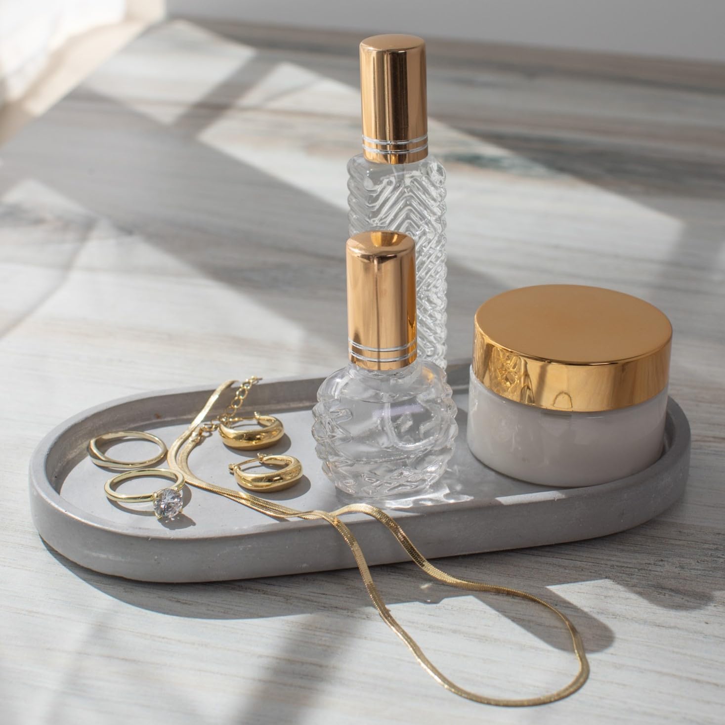 Decorative Bathroom and Vanity Tray - A Modern Concrete Tray to Beautifully Display Lotion & Soap Dispensers On Your Bathroom Co