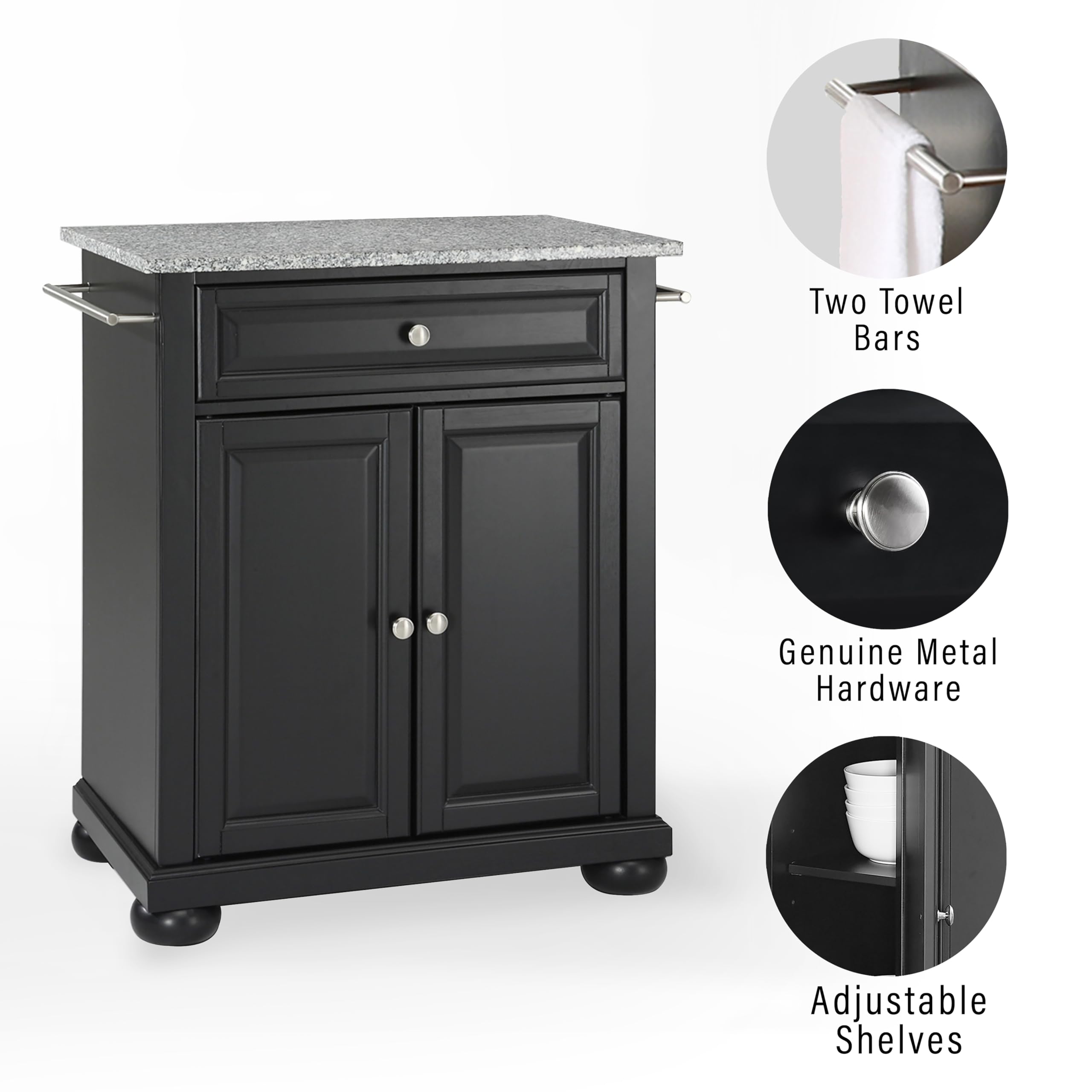 Crosley Furniture Alexandria Cuisine Kitchen Island With Solid Grey Granite Top - Classic Cherry