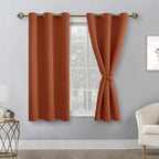 Hiasan Blackout Curtains For Bedroom - Thermal Insulated & Energy Saving Window Curtains For Living Room Fall Home Decor, 2 Drape Panels Sewn With Tiebacks, Burnt Ochre, 38 X 54 Inch