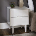 Walker Edison Furniture AZR2DSLNSWH Solid Wood 2Drawer Groove Handle End Side Table Nightstand with Storage, 24 H, White