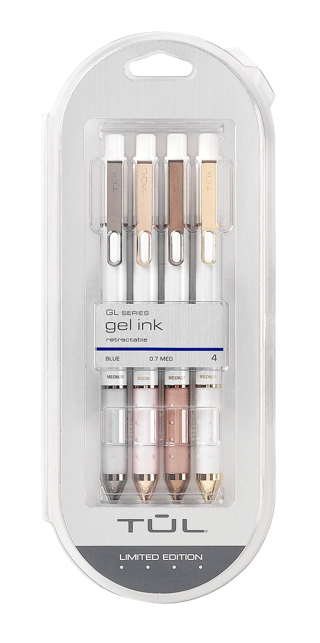Tul Pearl Collection Gel Pens, Medium Point, 0.7Mm, Pearl Barrel, Blue Ink, Pack Of 4