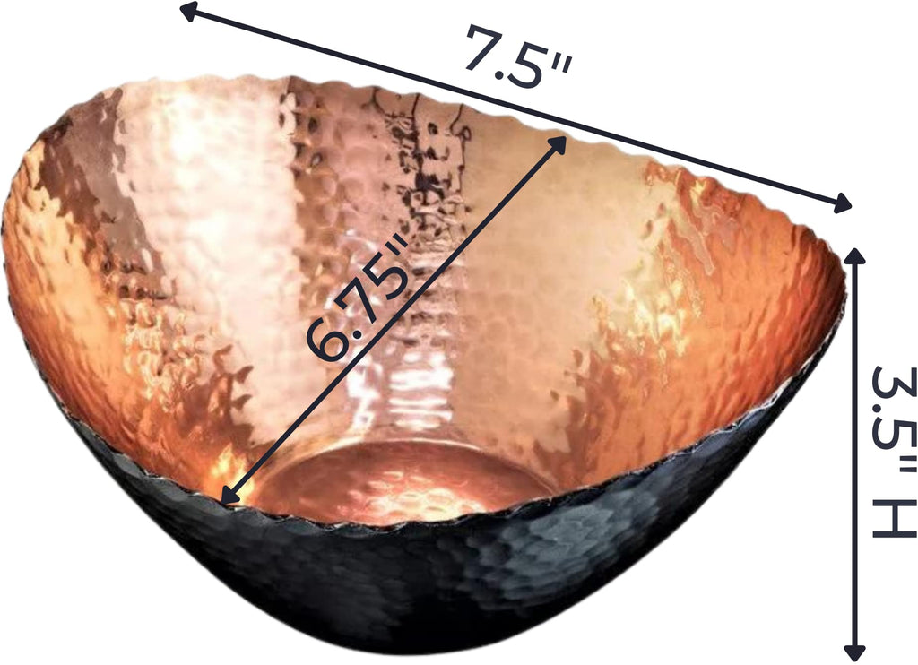 Monarch Abode 31604 Hand Hammered Metal Decorative Bowl, Modern Centerpiece Fruit Bowl For Kitchen Counter, 7.5 Inch, Black And