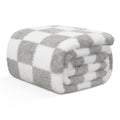 Emme Checkered Blanket Twin Size - 60'*80' Grey Soft Fluffy Warm Throw Blankets For Couch, Sofa, Chair, Bed, Camping, Picnic,