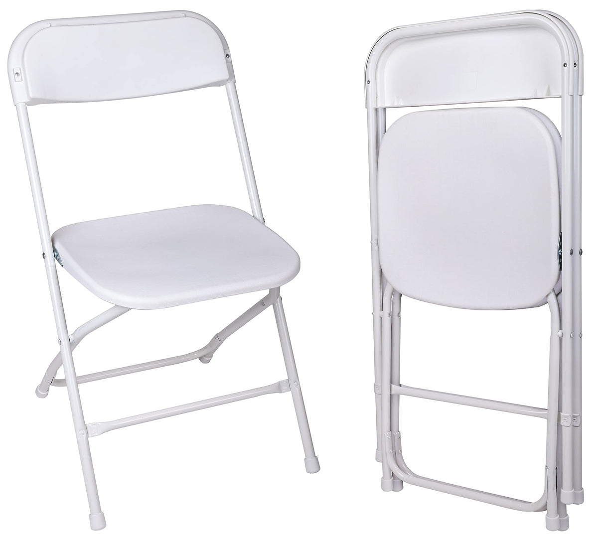 Elevon Folding Plastic Chair With 500-Pound Capacity, White, 2-Pack