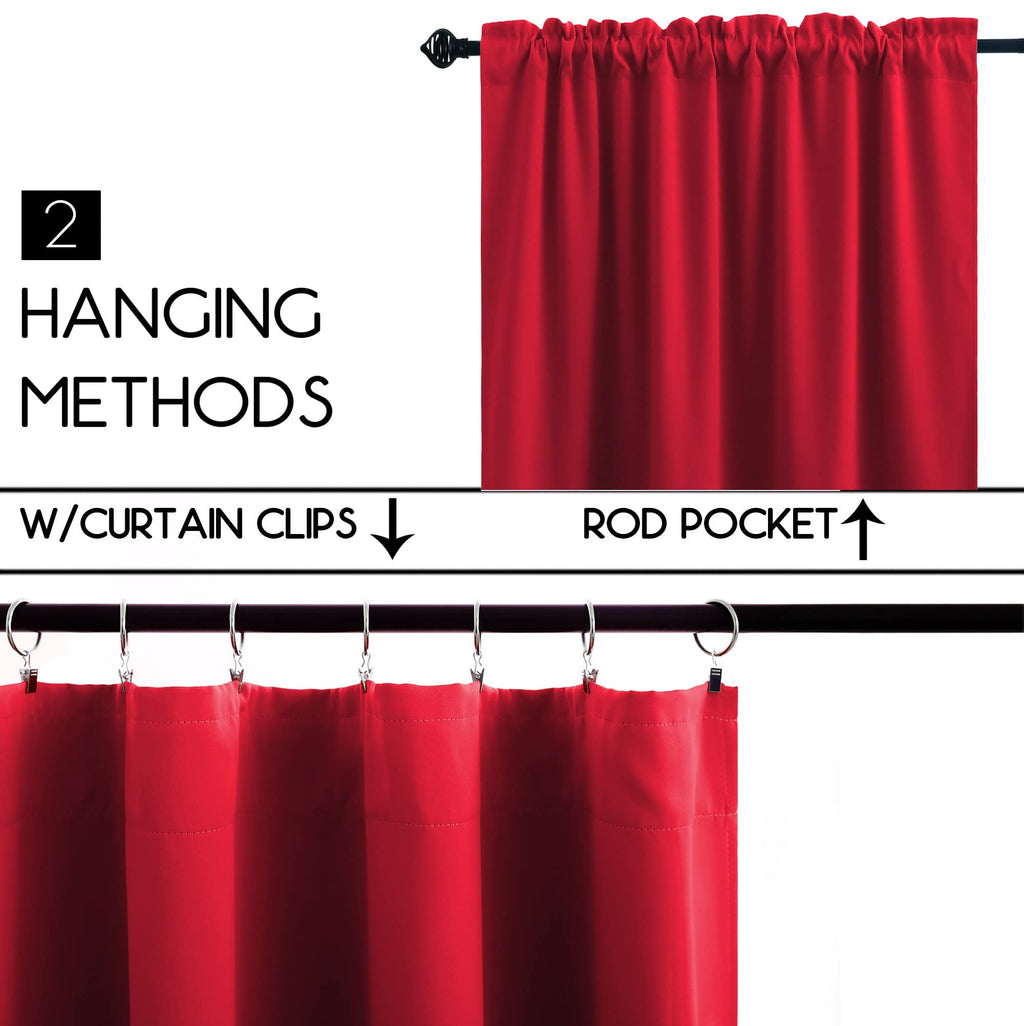 Koufall Red Short Curtains For Bedroom 2 Panels Set Blackout Curtains For Small Windows Boys Room Width 34 X 30 Inch Length