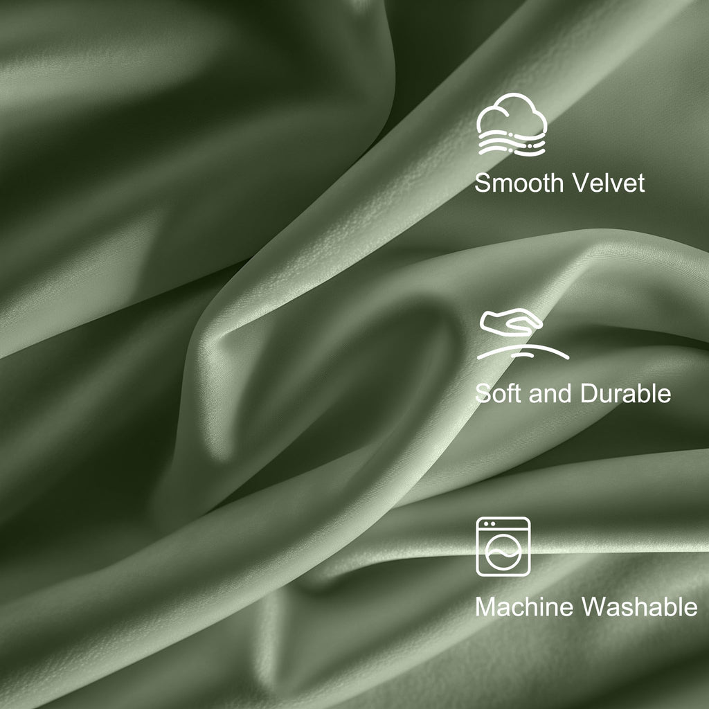 Lazzzy Blackout Velvet Curtains Green Thermal Insulated Curtains 108 Inch Extra Long Drapes For Bedroom Living Room Darkening Window Treatments Grommet Living Room Curtains Set Of 2 Panels Sage Green