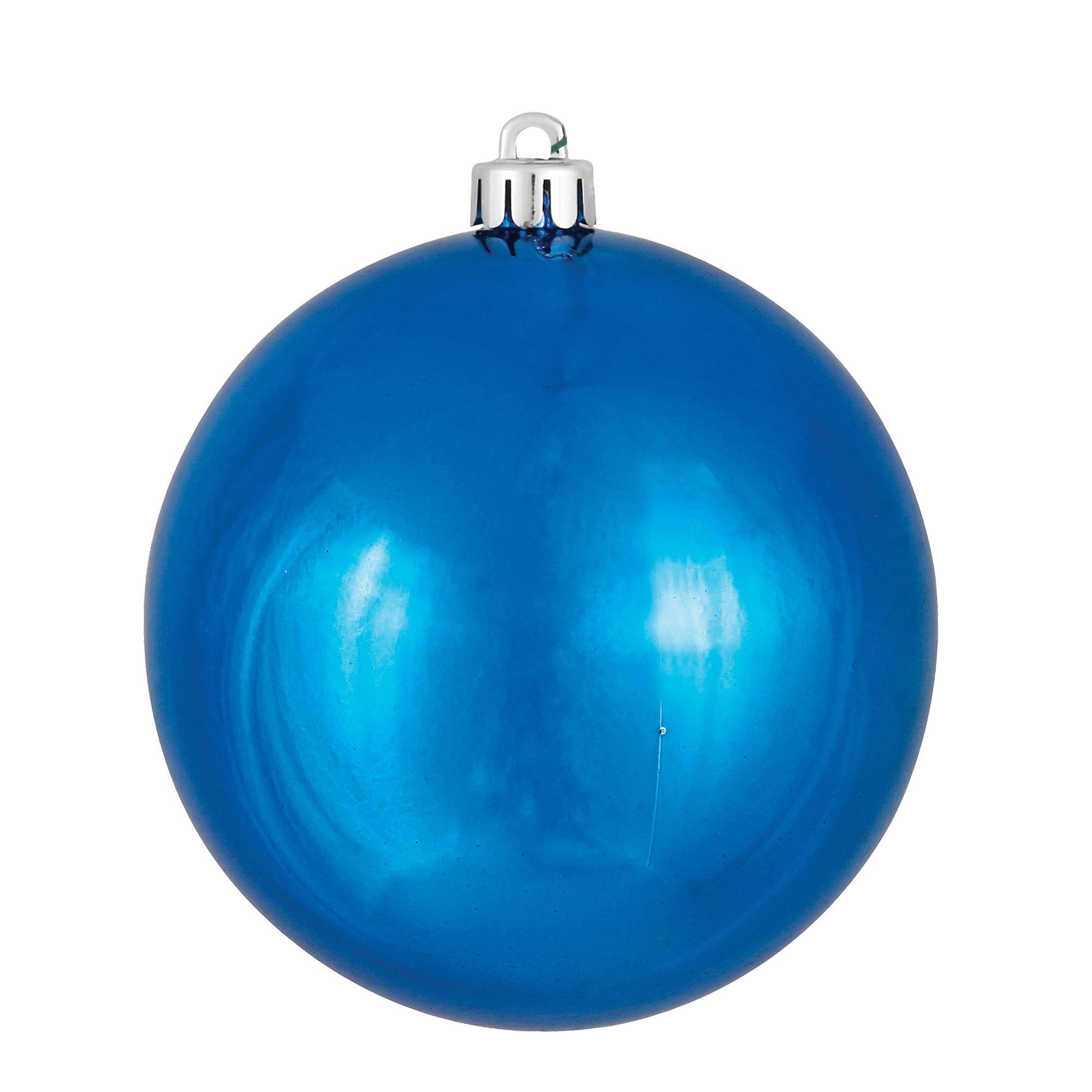 Vickerman 4 Christmas Blue Shiny Ornaments - Set of 6 Blue Shatterproof Ball Ornaments - UV Resistant Plastic - Unique Addition 