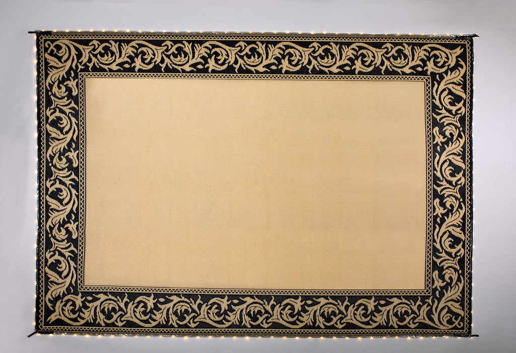 Stylish Camping Ra811Wl Reversible Led Illuminated Mat - Classic Regal, Black/Beige, 8' X 11'