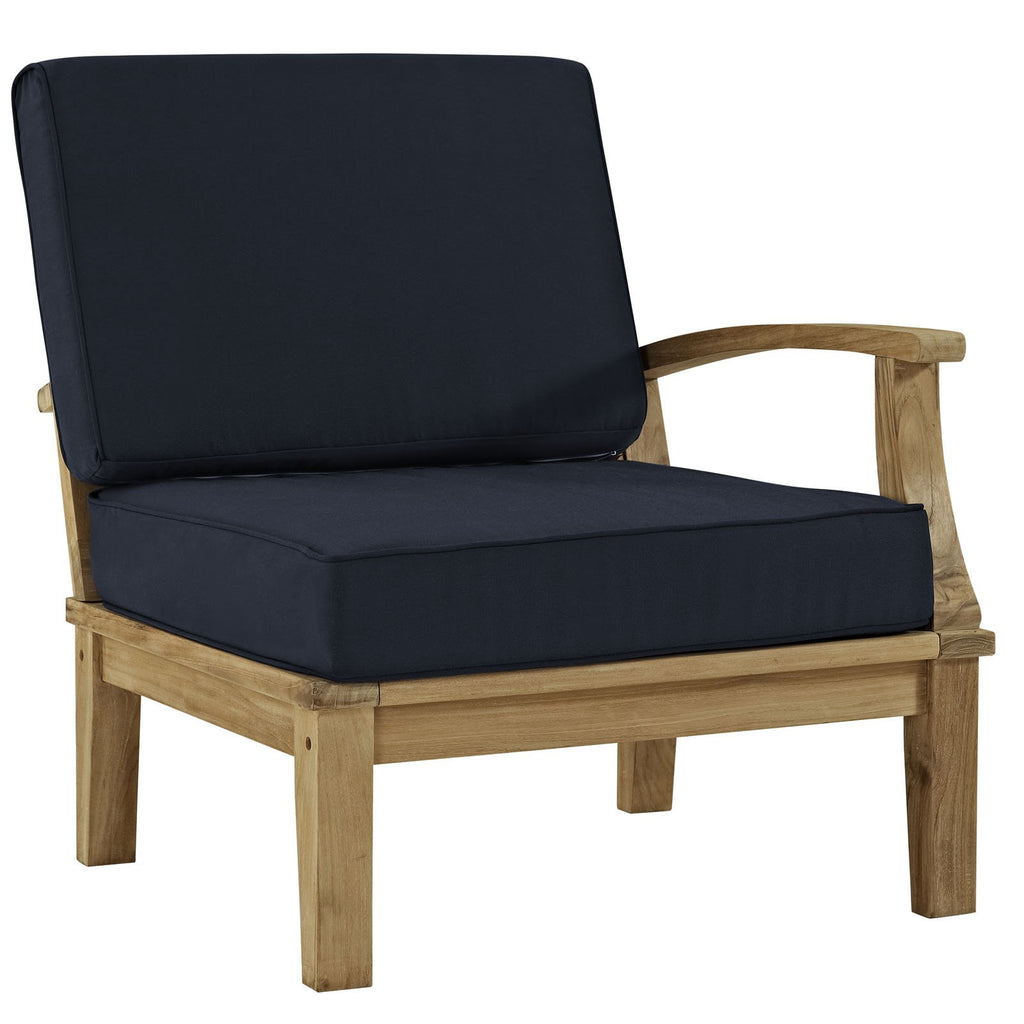 Modway Marina Premium Grade A Teak Wood Outdoor Patio Right-Facing Sofa In Natural Navy