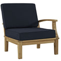 Modway Marina Premium Grade A Teak Wood Outdoor Patio Right-Facing Sofa In Natural Navy