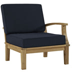 Modway Marina Premium Grade A Teak Wood Outdoor Patio Right-Facing Sofa In Natural Navy