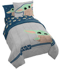 Star Wars The Mandalorian Hello Grogu 5 Piece Twin Size Bed Set - Includes Comforter & Sheet Set - Super Soft Kids Bedding Fade