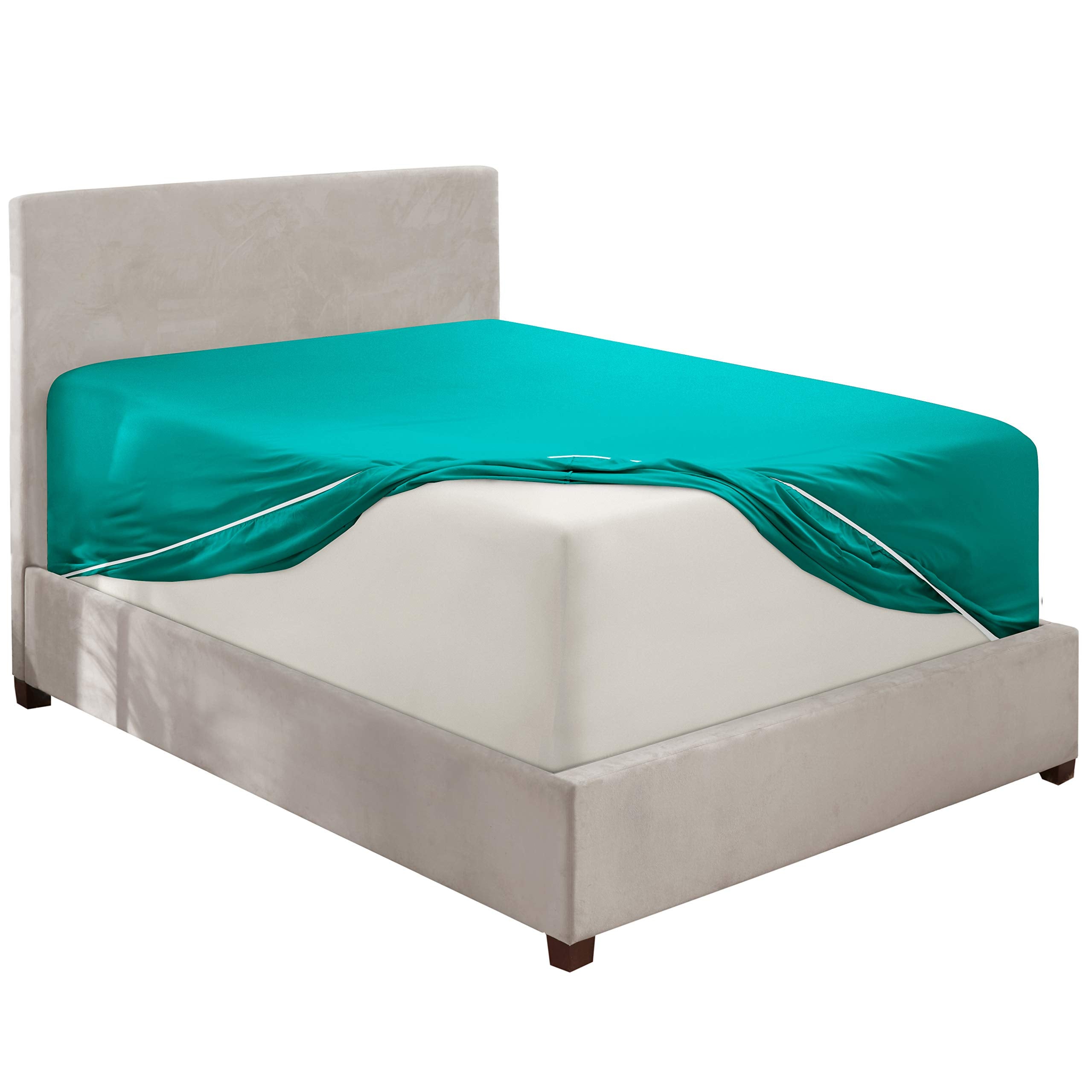 Nestl Extra Deep Pocket King Fitted Sheet, Teal Fitted Sheet King Size, 1800 Microfiber King Fitted Sheet Only, Ultra Soft King Bed Fitted Sheet Fits Up To 24 Inch Mattress - King Size Fitted Sheets