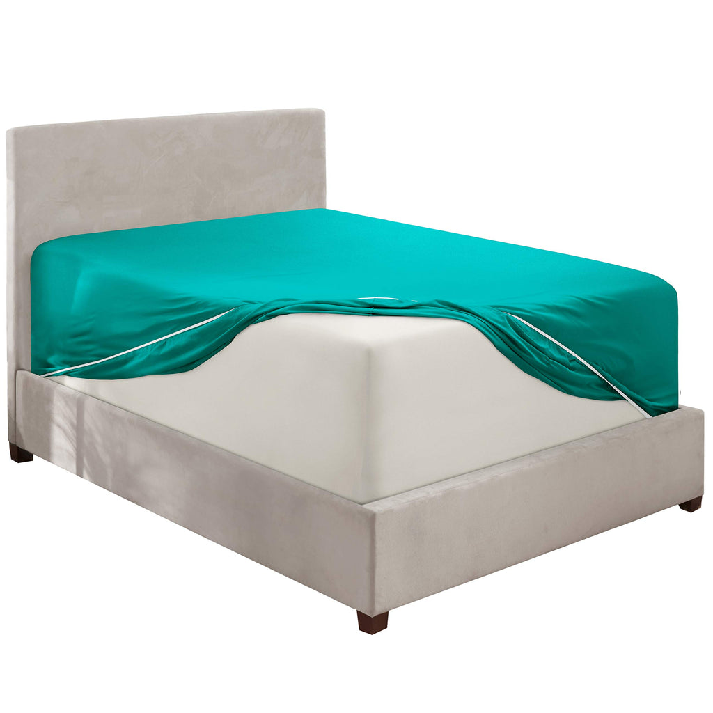Nestl Teal Twin Xl Fitted Sheet Only, Extra Deep Pocket Fitted Bed Sheet, 1800 Microfiber Xl Twin Fitted Sheet, Ultra Soft Fitted Sheet Twin Xl Fits Up To 24 Inch Mattress