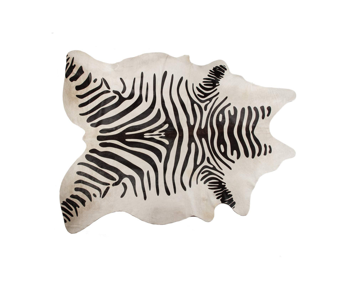 HomeRoots Zebra Black On Off-White Cowhide, Microsuede 5' X 7' Zebra Black On Off White Cowhide Area Rug