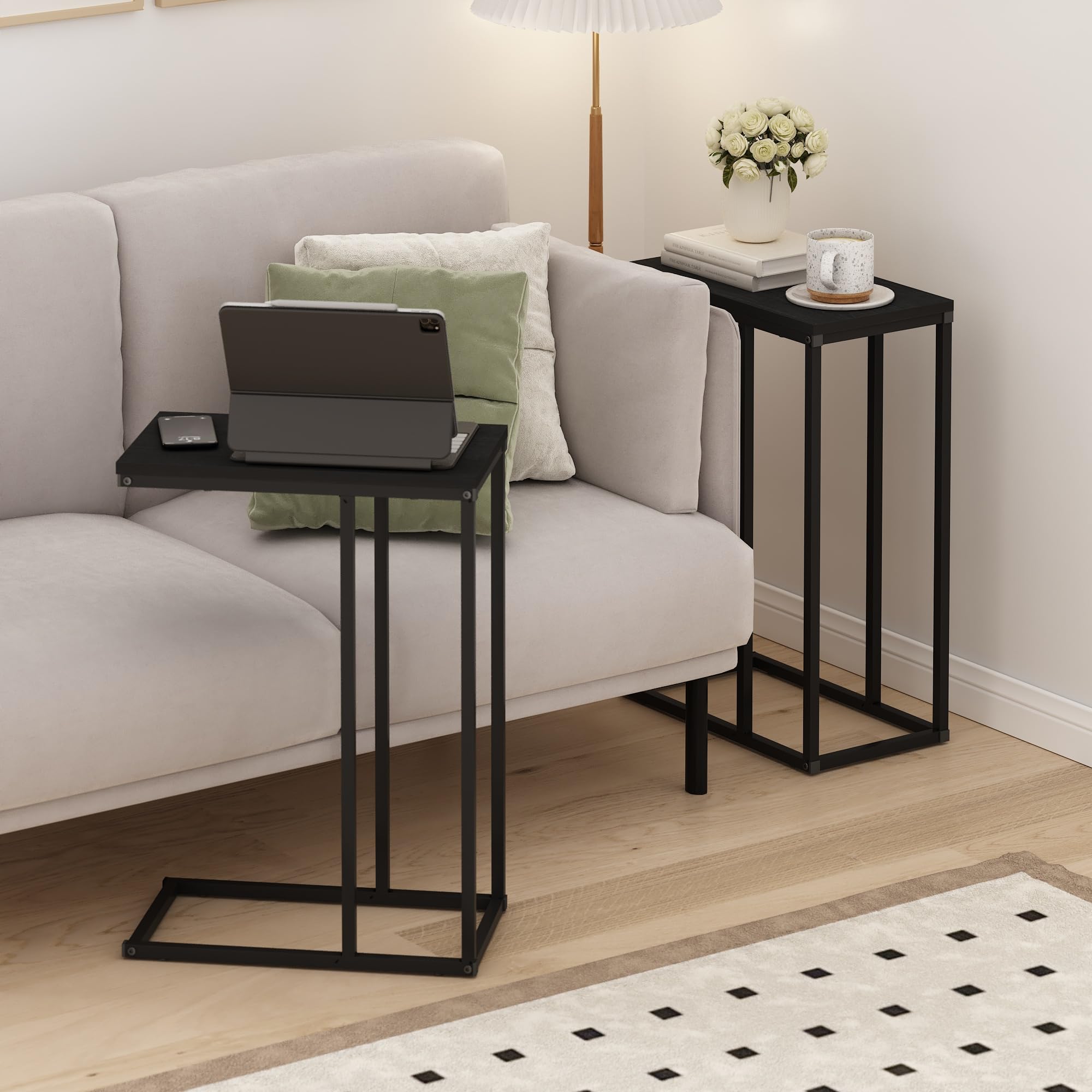Furinno Camnus Modern Living Sofa Side Table, Americano, Set of 2