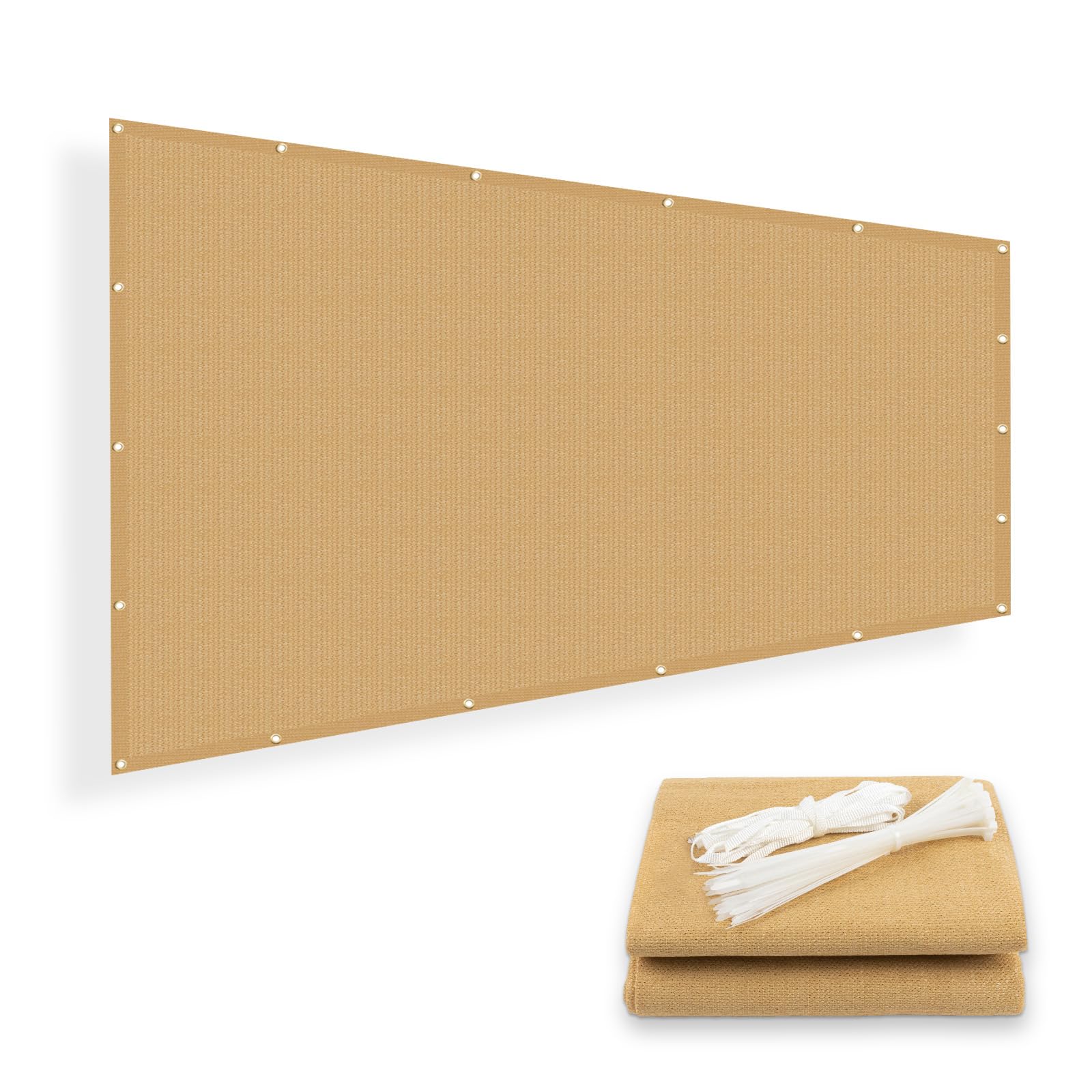 Sunny Guard Shade Cloth 4/6/8/10/12 Ft Sun Shade Screen Fabric Shade Cover Tarp With Grommets For Pergola Backyard Garden, Sand
