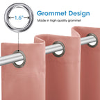 Homeideas Coral Blackout Curtains For Bedroom 52 X 96 Inch Length 2 Panels Set Room Darkening Bedroom Curtains, Soundproof Thermal Grommet Window Curtains For Living Room For Christmas
