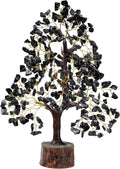 WC Black Tourmaline Chakra Tree of Life - Crystal Tree for Positive Energy, Handmade Gemstone Tree Good Luck Balck Healing Cryst