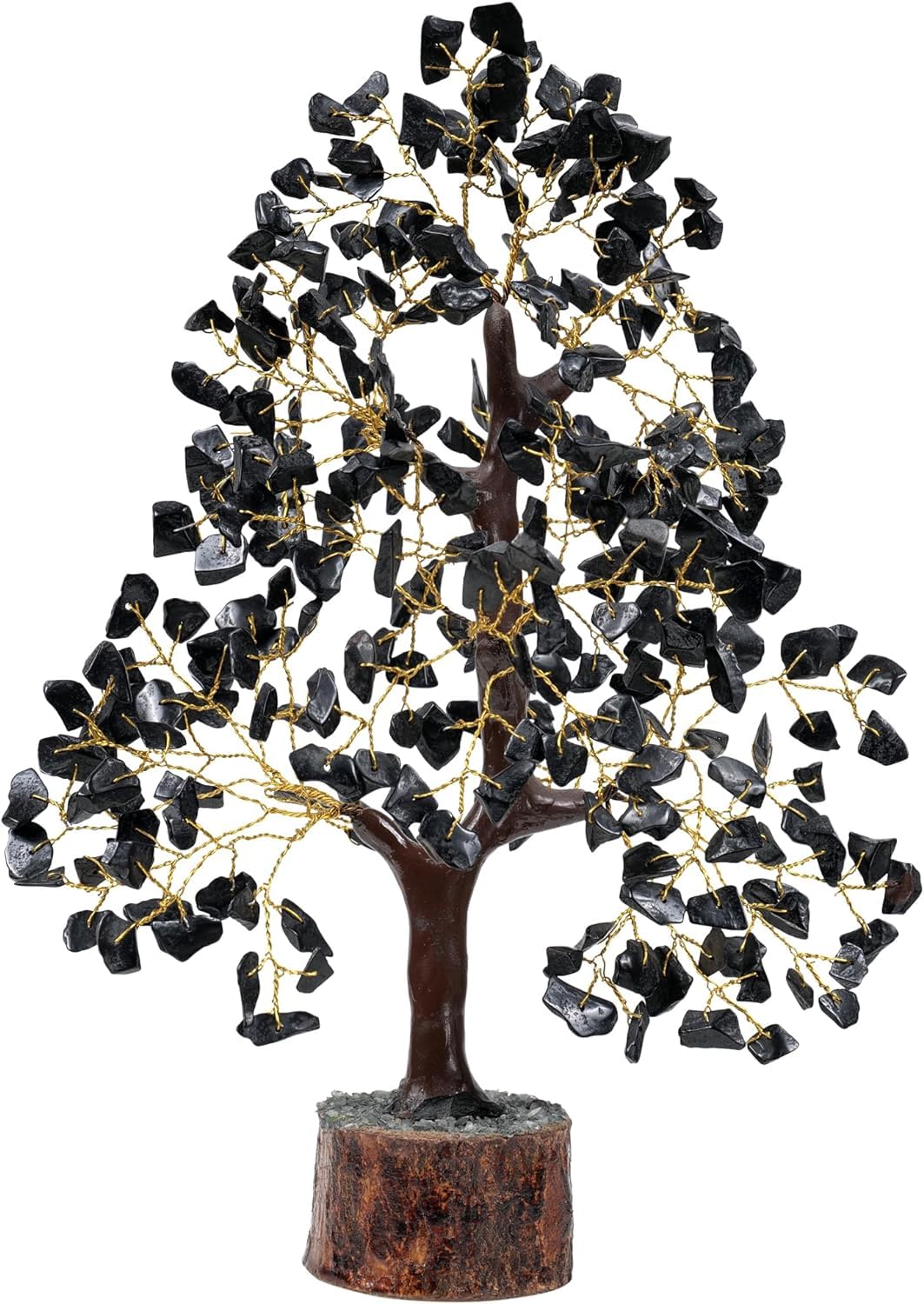 WC Black Tourmaline Chakra Tree of Life - Crystal Tree for Positive Energy, Handmade Gemstone Tree Good Luck Balck Healing Cryst