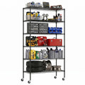 BestOffice Commercial Wire Shelving Unit Metal Shelf Casters Adjustable Layer Rack Strong Steel for Restaurant Garage Pantry Kit