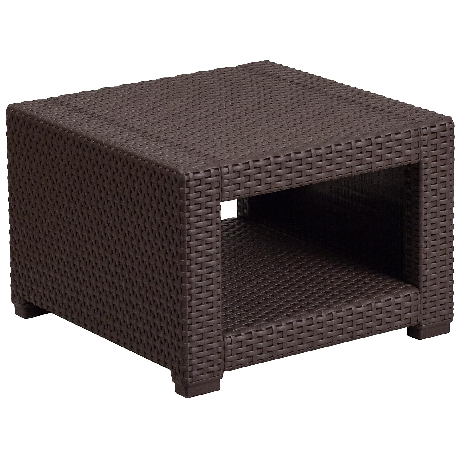 Flash Furniture Seneca Chocolate Brown Faux Rattan End Table