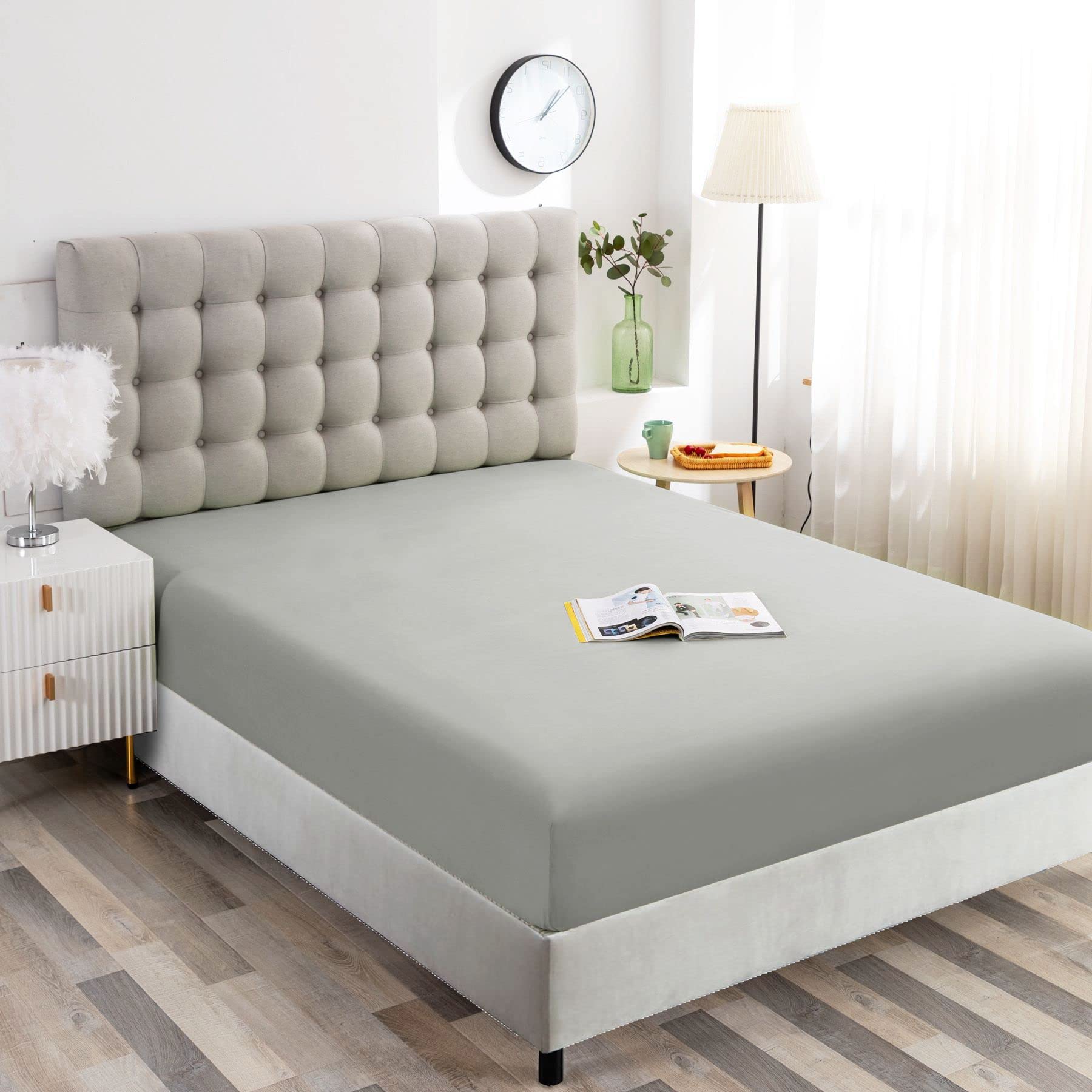 Ghooss Full Size Fitted Sheet,Hotel Quality Bedding Fitted Sheet Deep Pocket Up To 14 Inch,Wrinkle And Fade Resistant,1 Piece,Li