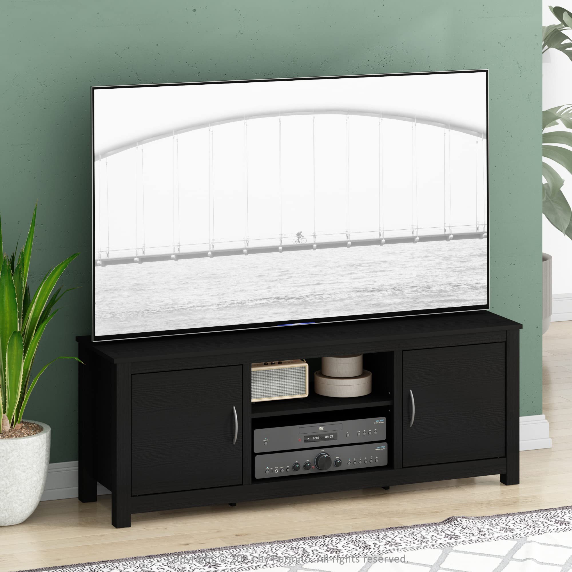 Furinno Classic Stand With Storage For Tv Up To 65 Inch, Americano, Large