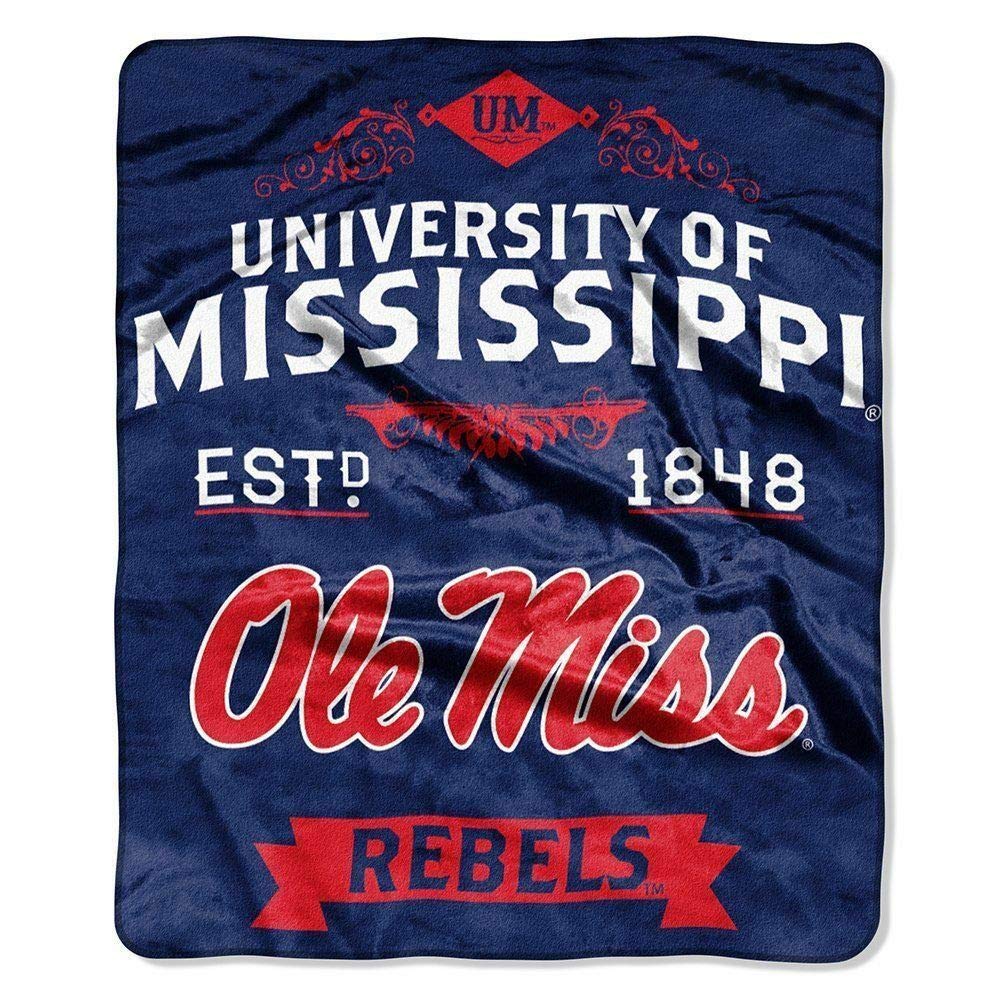 Northwest Ncaa Mississippi Old Miss Rebels Unisex-Adult Raschel Throw Blanket, 50'' X 60'', Label