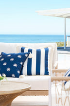 Hofdeco Premium Coastal Hampton Style Patio Indoor Outdoor Throw Pillow Cover Only, 18'X18' Water Resistant For Backyard, Couc