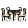 East West Furniture BOCA5-CAP-C 5 Piece Modern Dining Table Set Includes a Round Kitchen Table and 4 Linen Fabric Kitchen Dining Chairs, 42x42 Inch, Cappuccino