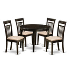 East West Furniture BOCA5-CAP-C 5 Piece Modern Dining Table Set Includes a Round Kitchen Table and 4 Linen Fabric Kitchen Dining Chairs, 42x42 Inch, Cappuccino