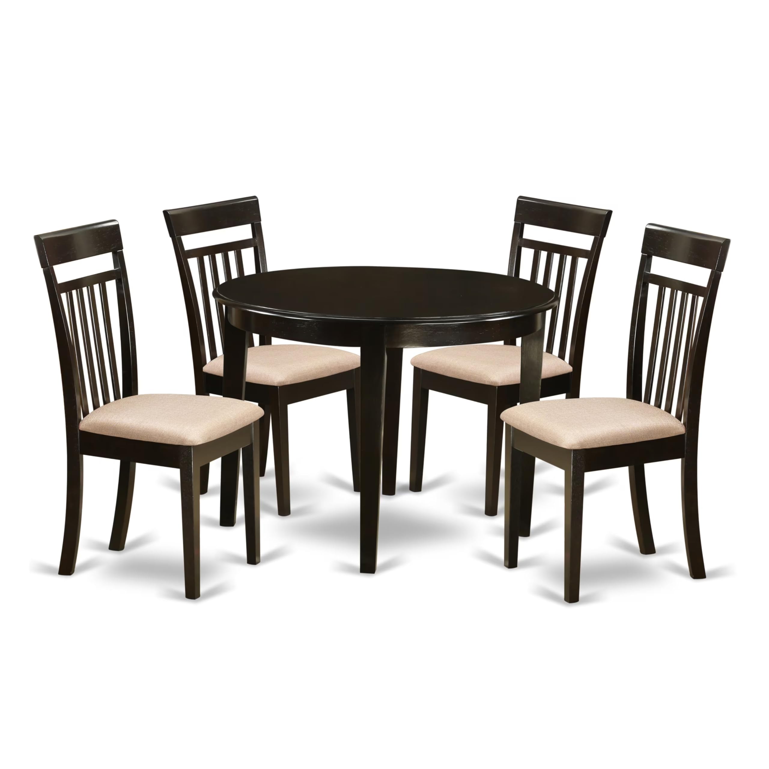 East West Furniture BOCA5-CAP-C 5 Piece Modern Dining Table Set Includes a Round Kitchen Table and 4 Linen Fabric Kitchen Dining Chairs, 42x42 Inch, Cappuccino