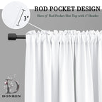 Donren Pure White (Only Block 50% Lights) Small Window Curtain Panels Room Darkening Curtain Tiers For Nursery With Rod Pocket (52 X 36 Inch,1 Pair)