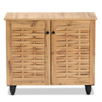 Baxton Studio Winda Modern and Contemporary Oak Brown Finished Wood 2-Door Shoe Cabinet