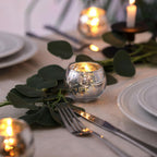 Lamorgift Silver Votive Candle Holders Set Of 12 - Mercury Glass Votives Candle Holder - Christmas Tealight Candle Holder For Ho