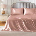 Freshculture Satin Sheets Full Size, Silky Soft Satin Bed Sheets, 4 Psc Blush Satin Sheets With Deep Pocket, Similar To Silk She