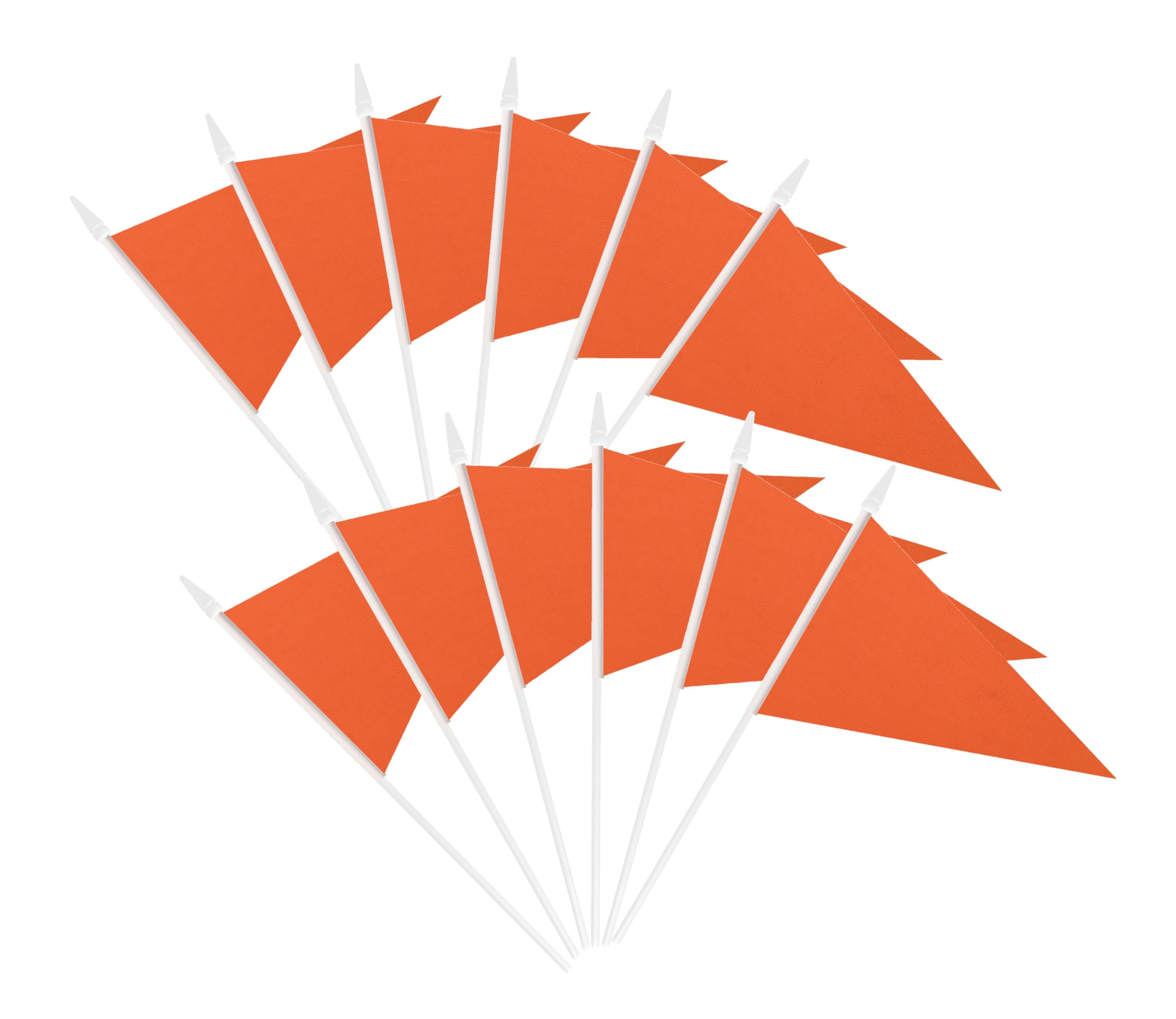 12 Pack Orange Pennant Flags Small Mini Hand Held Solid Color Pennant Diy Graffiti Flags On Sticks Flags With 12.6'Solid Pole &