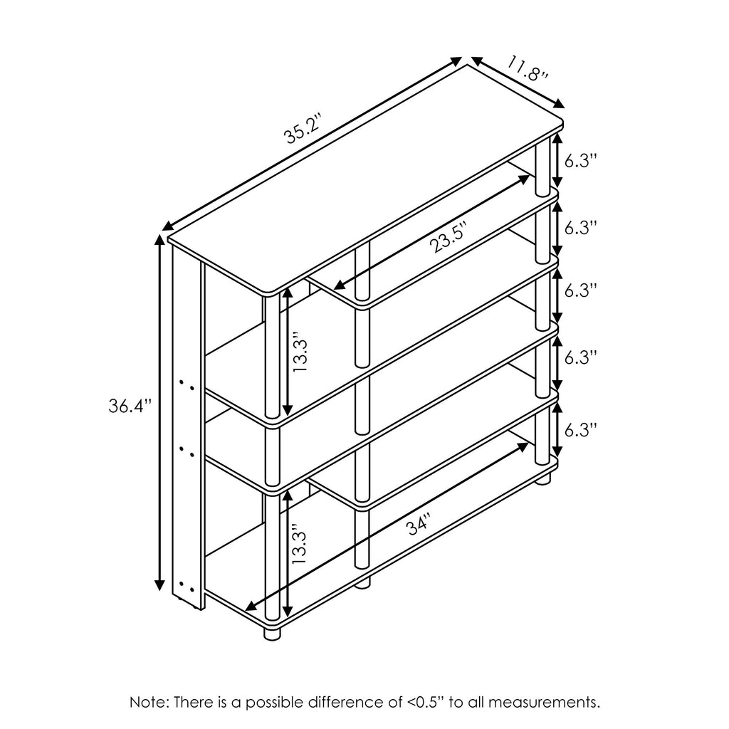 Furinno Turn-N-Tube Multi Storage Shoe Rack, 35.2"W 6-Tier, Espresso/Black,17082EX/BK