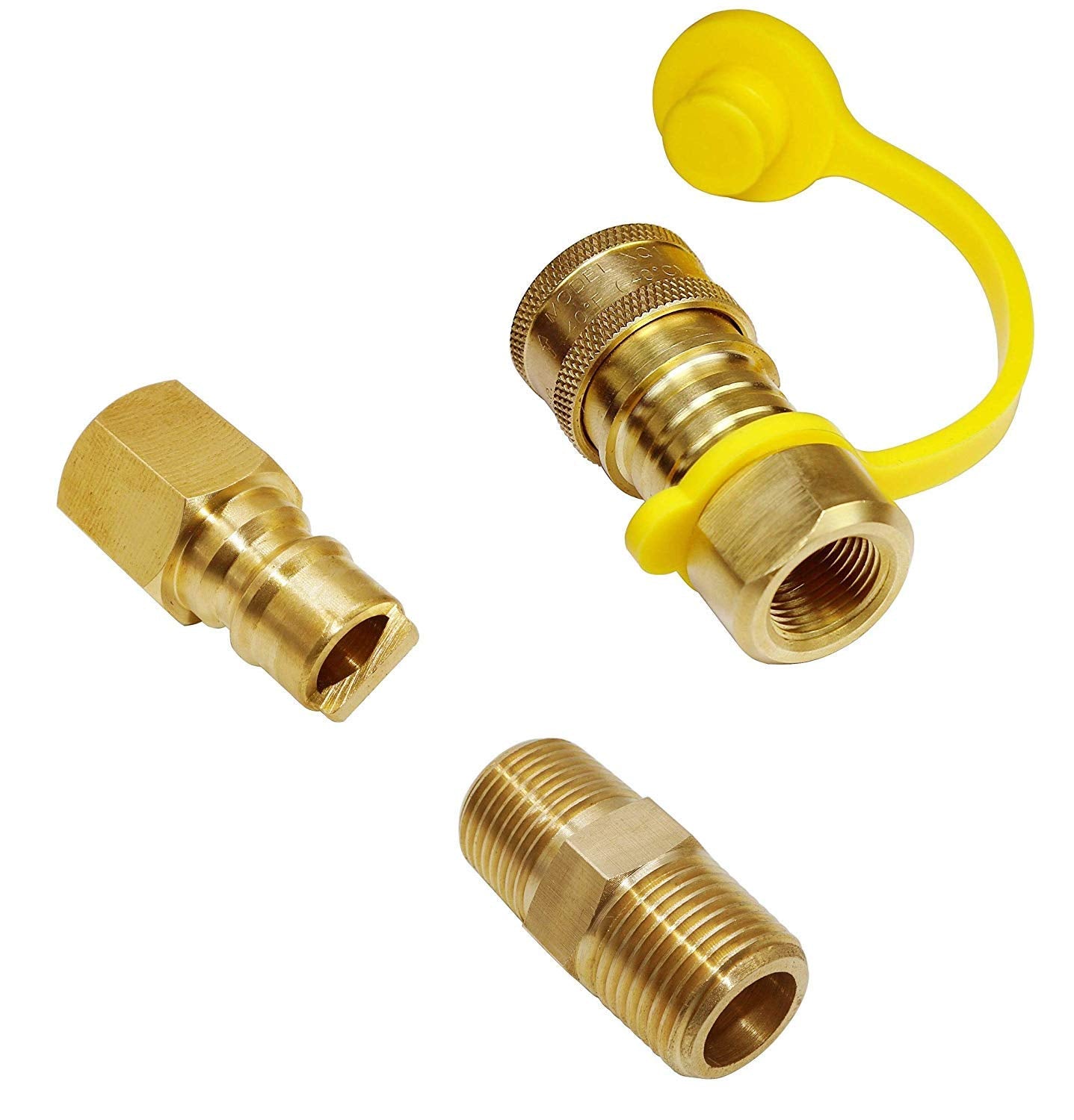 Dozyant 3/8 Inch Natural Gas Quick Connect Fittings,Lp Gas Propane Hose Quick Disconnect Kit, 100% Solid Brass