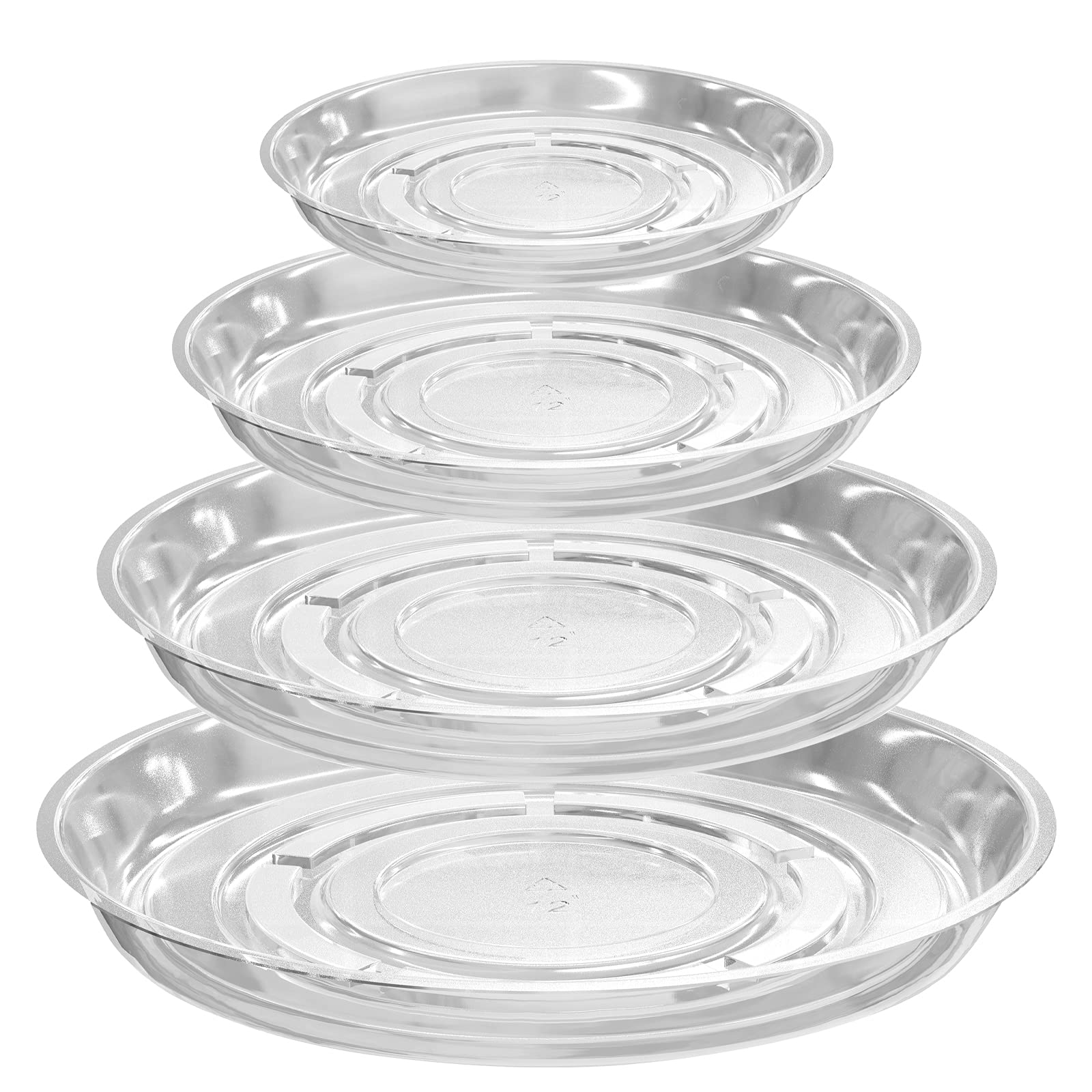 16 Pack Clear Plastic Plant Saucers (6 Inch/8Inch/10Inch/12Inch) Drip Trays Plant Plate Dish For Indoor Planters Flower Pots, Bu