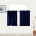 KOUFALL Navy Blue Kitchen Curtains Sets for Windows,Short Blackout Curtains for Cafe,24 Inch Length,Dark Blue