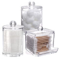 Tbestmax Bathroom Organizer Accessories Set-10 OZ,7 OZ Qtips Holder Storage with Clear Plastic Lids, Cotton Ball/Swabs Dispenser