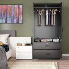 Woodpeckers Furniture And Mattress Mirrored Wardrobe with Drawers (Black)